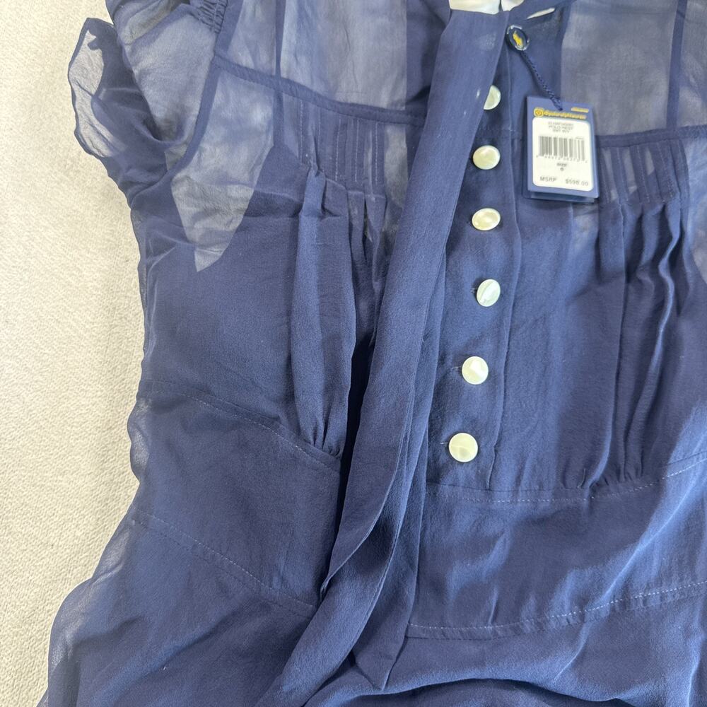 Polo Ralph Lauren Silk Dress Womens 6 Navy Dress With Overlay NWT MSRP$598 - Picture 14 of 16